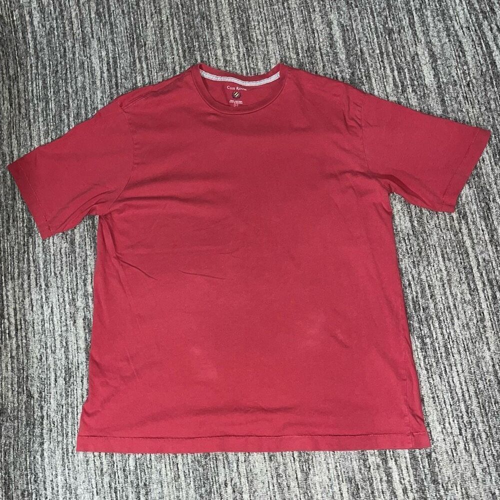 Club Room Mens Large Pullover Crewneck T Shirt Red Short‎ Sleeves 100% Cotton